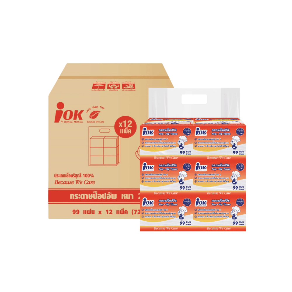 กระดาษป๊อปอัพ IOK  หนา 2 ชั้น บรรจุ 99 แผ่น/ห่อ X 72 ห่อ (7,128 แผ่น)_0